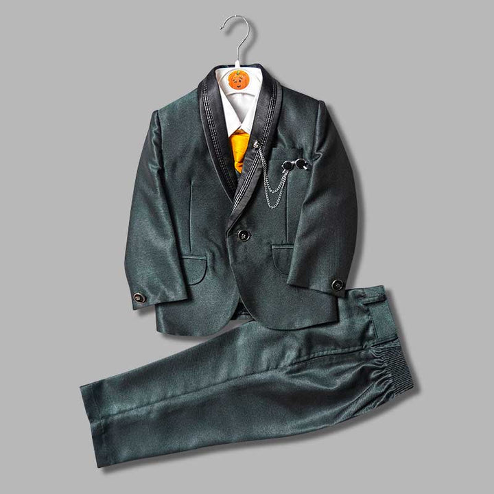 Green Party Wear Boys Suit Front View