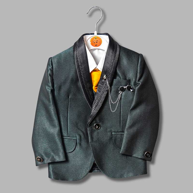 Green Party Wear Boys Suit Top View