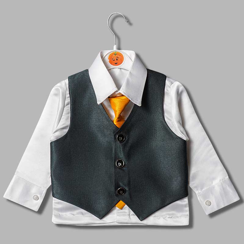 Green Party Wear Boys Suit Inner View