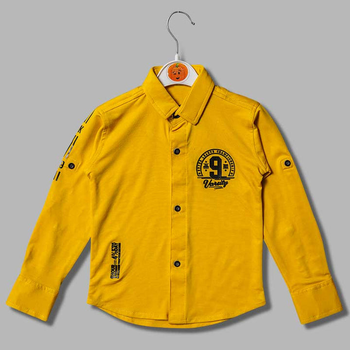 Solid Mustard Full Sleeves Shirt for Boys Variant Front View
