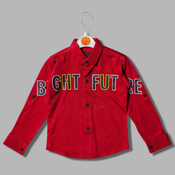 Solid Red Print Shirt for Boys Variant Front View