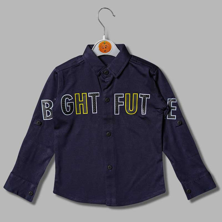 Solid Blue Print Shirt for Boys Variant Front View