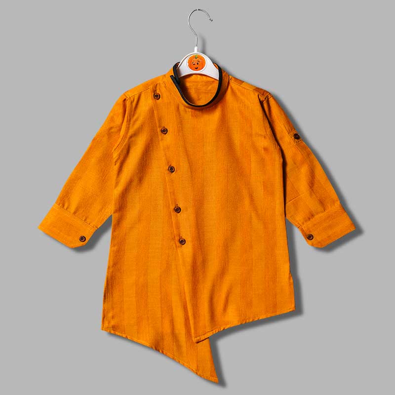 Mustard & Red Kurta Pajama for Boys with Jacket Inner  View 