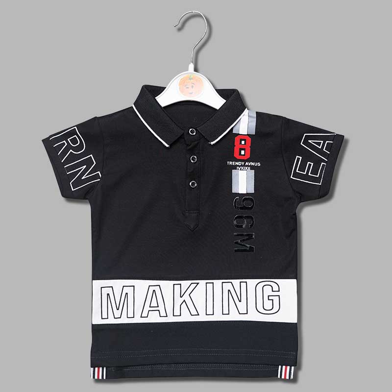 Solid Polo Collard T-Shirts for Boys Front View