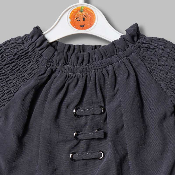 Top for Girls and Kids with Bell Shape Sleeves Close Up View
