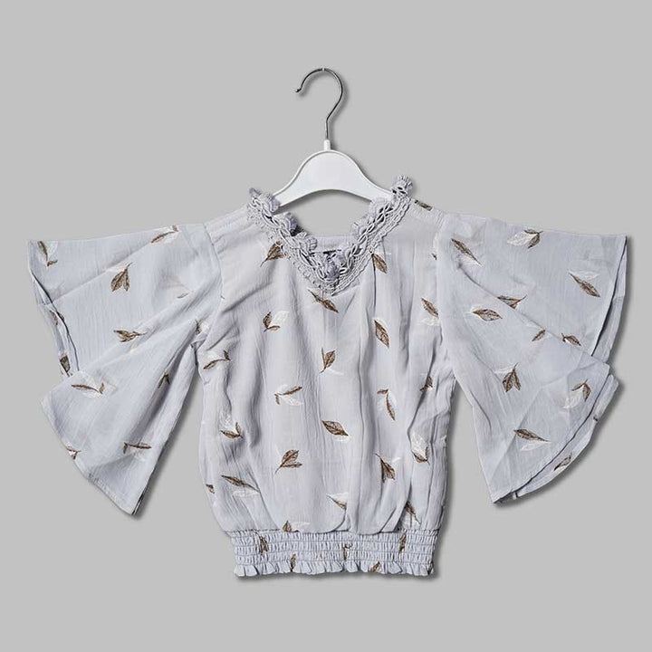 Top for Girls and Kids with Butterfly Pattern Sleeves Front View