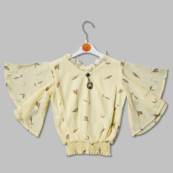 Top for Girls and Kids with Butterfly Pattern Sleeves Front View