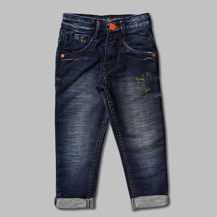 Dark Blue Reguar Fit Boys Jeans Front 