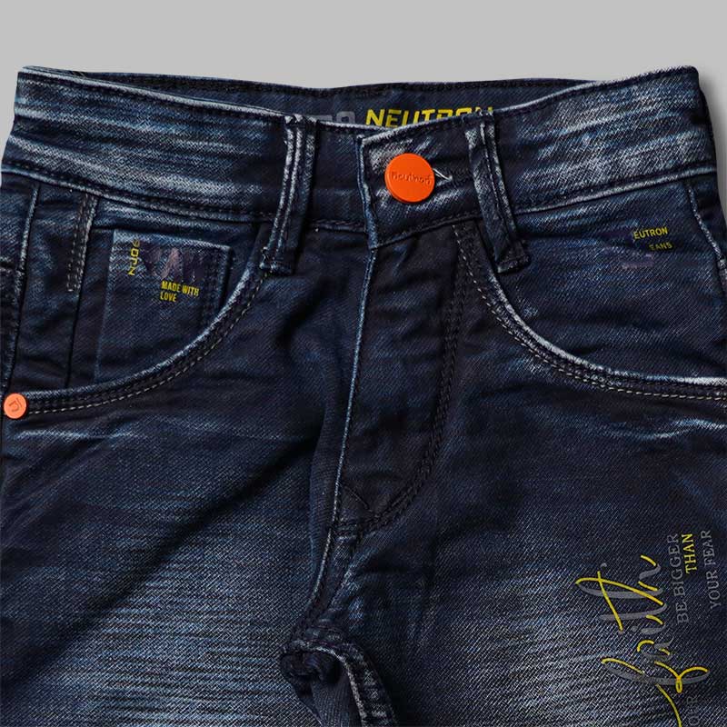 Dark Blue Reguar Fit Boys Jeans Close Up 