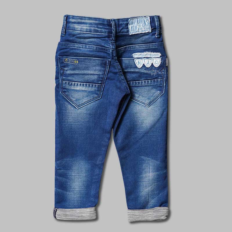 Blue Sheded Jeans for Boys Back View