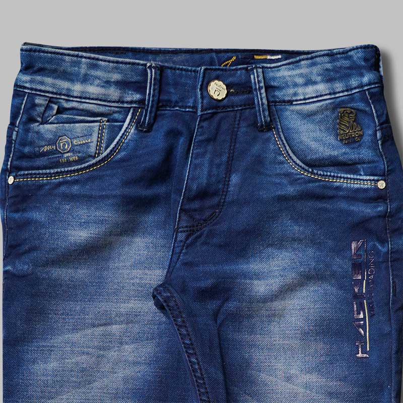 Blue & Grey Fix Wait Boys Jeans Close Up 
