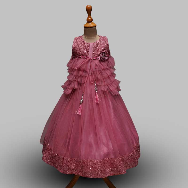 Onion Layered Gown for Girls Front View