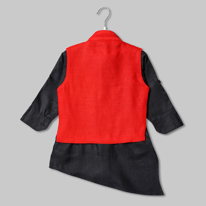 Rad & Black Boys Kurta Pajama with Jacket Back View