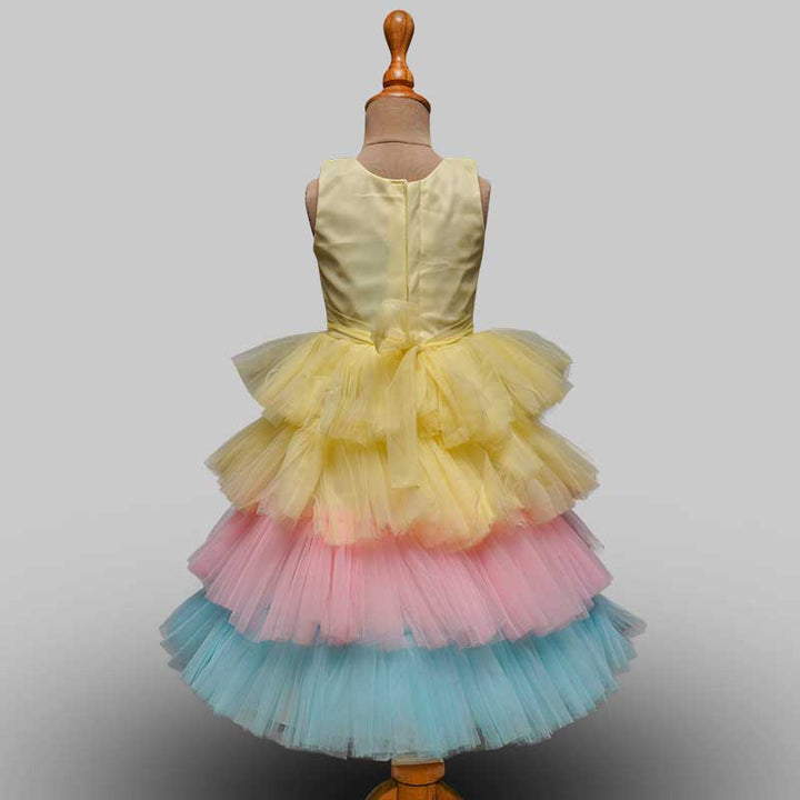 Multi-Color Long Kids Gown Back View