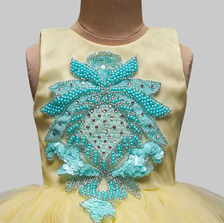Multi-Color Long Kids Gown Close Up View