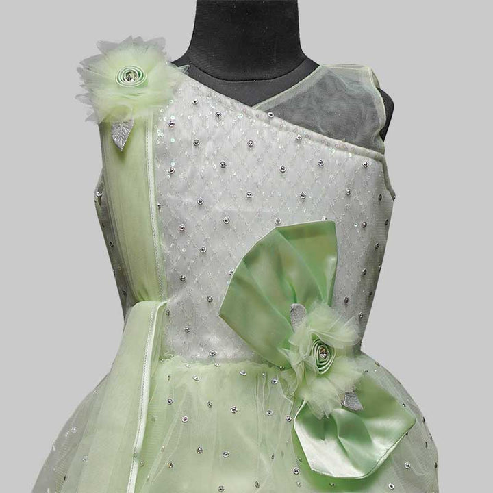 Pista Layered Long Party Girls Gown Close Up View