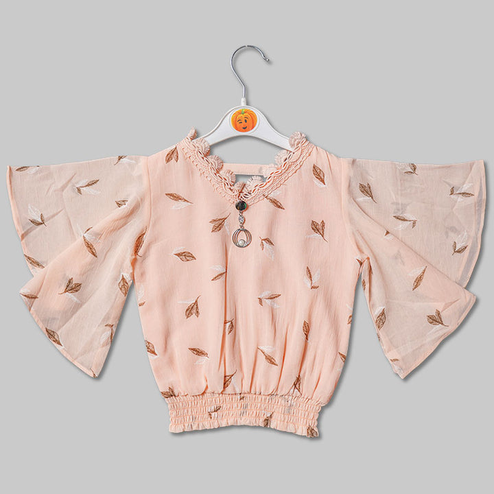 Top for Girls and Kids with Butterfly Pattern Sleeves Front View