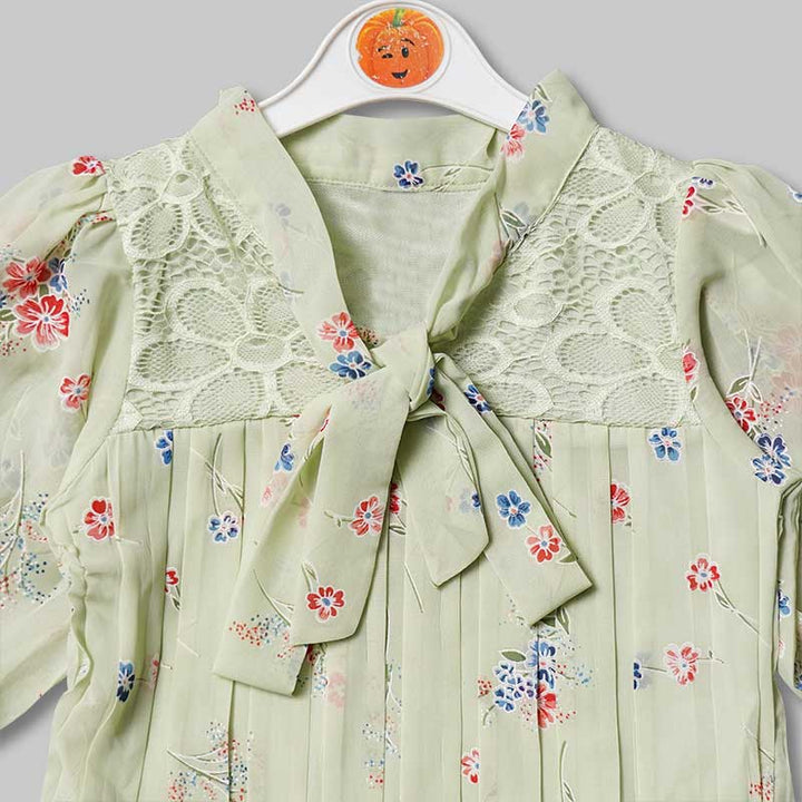 Top for Girls and Kids with Flowery Print Close Up View