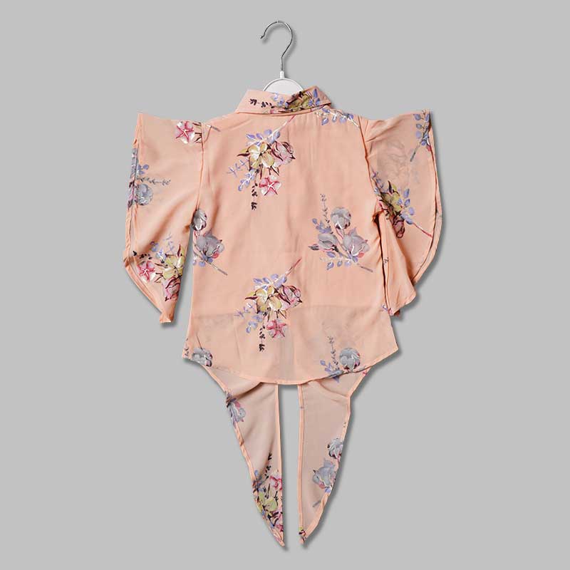 Top for Girls and Kids with Flower Print Back View