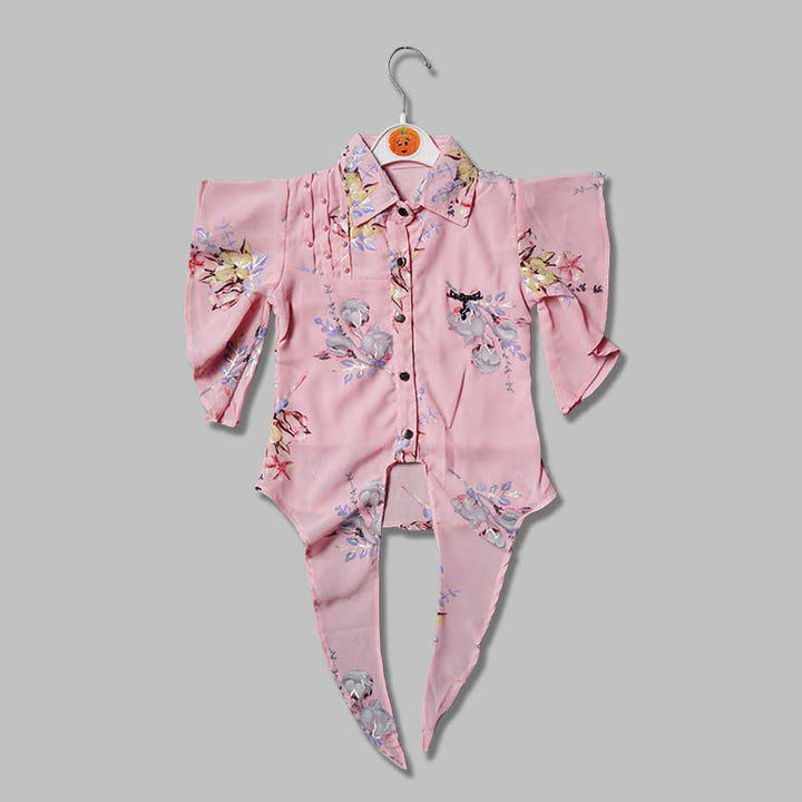 Top for Girls and Kids with Flower Print Front View