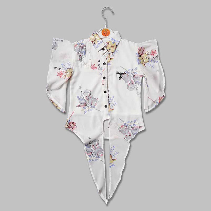 Top for Girls and Kids with Flower Print Front View