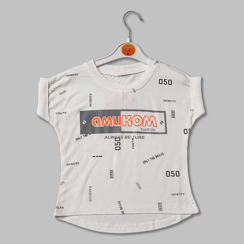 Top For Girls And Kids With Calligraphic Print GU132446White