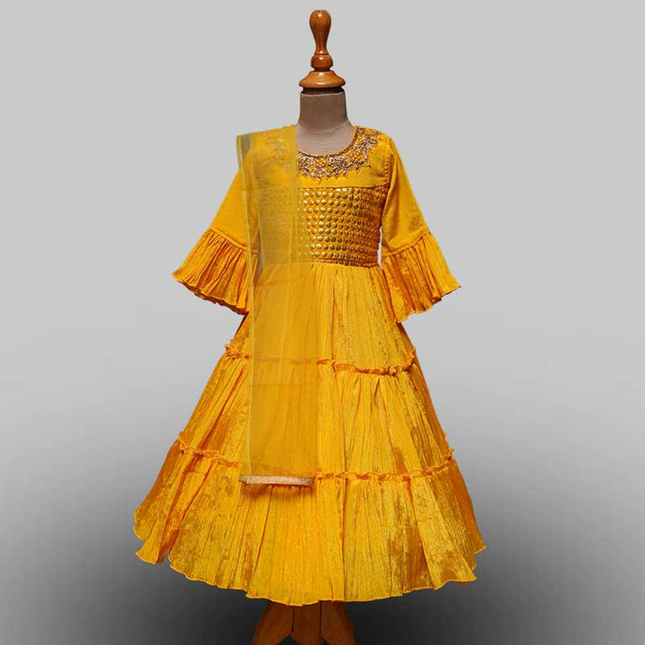 Turquoise & Mustard Gown for Girls