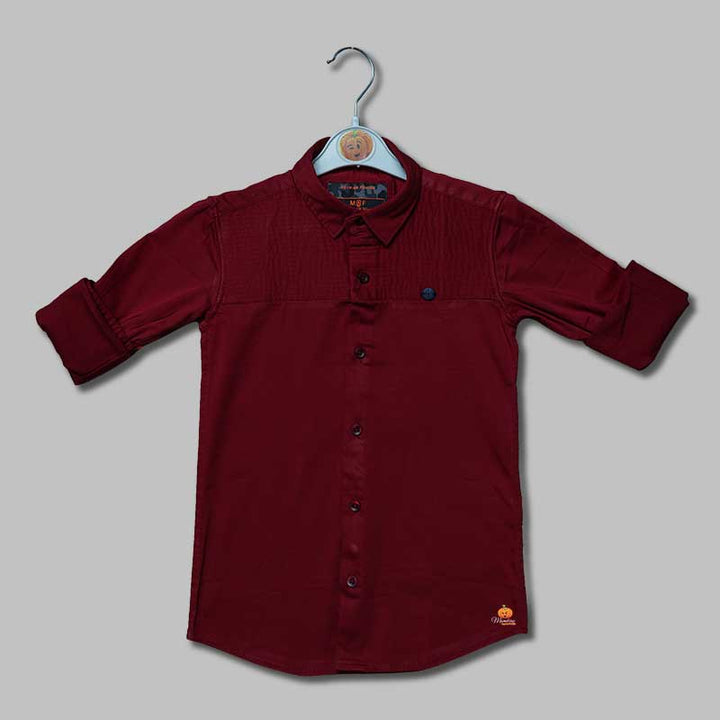 Solid Maroon Plain Shirts for Boys Variant Front View