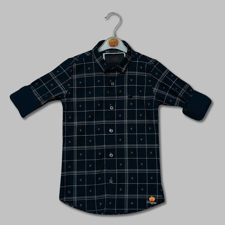 Solid Checked Full Sleeves Shirts for Boys Front View
