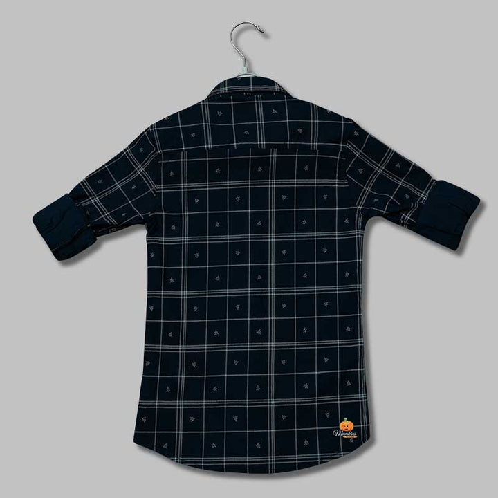 Solid Checked Full Sleeves Shirts for Boys Back View