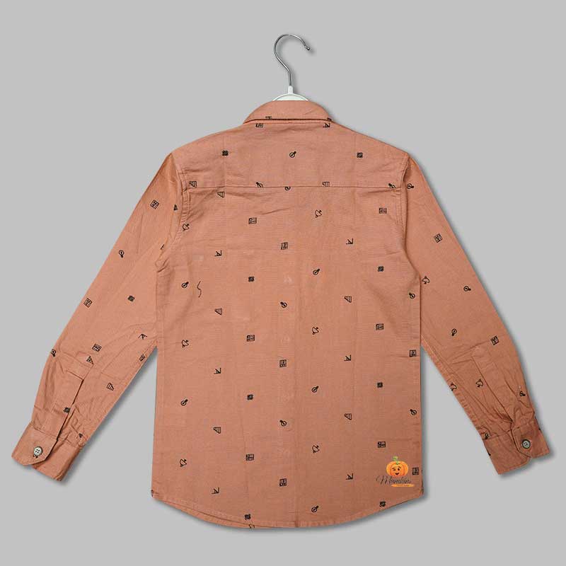 Peach & Yellow Printed Shirt for Boys Back View
