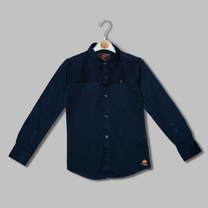 Solid Navy Blue Plain Shirts for Boys Variant Front View