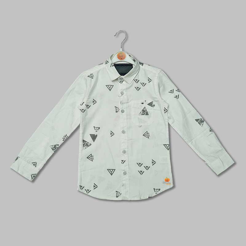 Green Printed Shirt for Boys Variant Front View