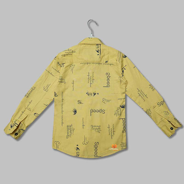 Yellow Calligraphic Printed Shirt for Boys  Back View