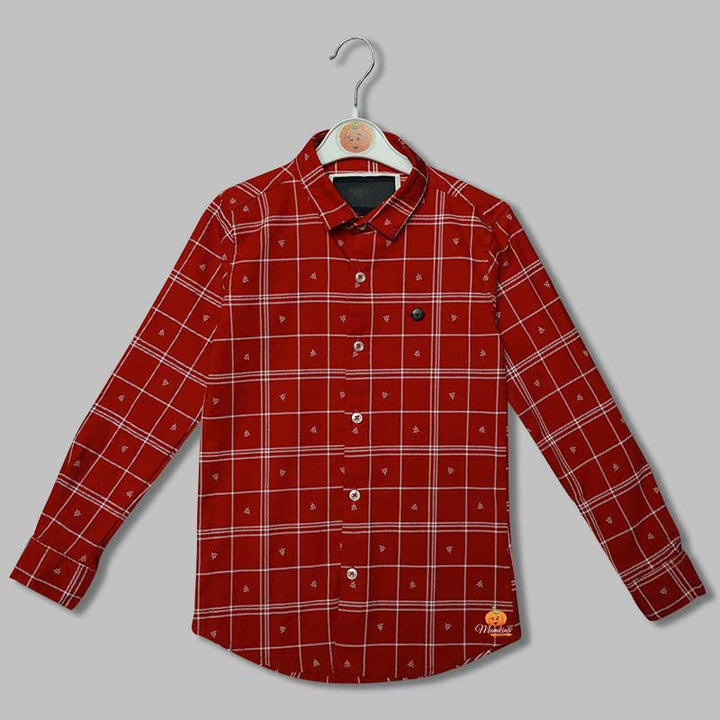 Solid Checked Full Sleeves Shirts for Boys Variant Front View