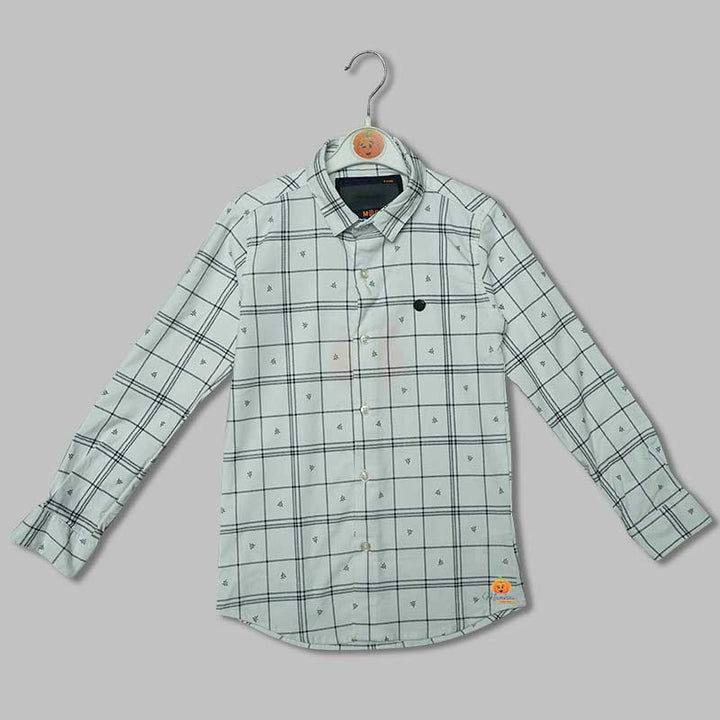 Solid Checked Full Sleeves Shirts for Boys Variant Front View