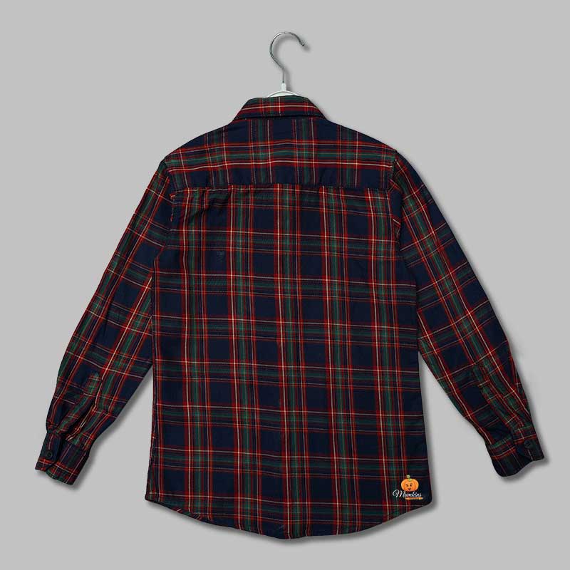 Solid Checks Pattern Shirts for Boys Back View