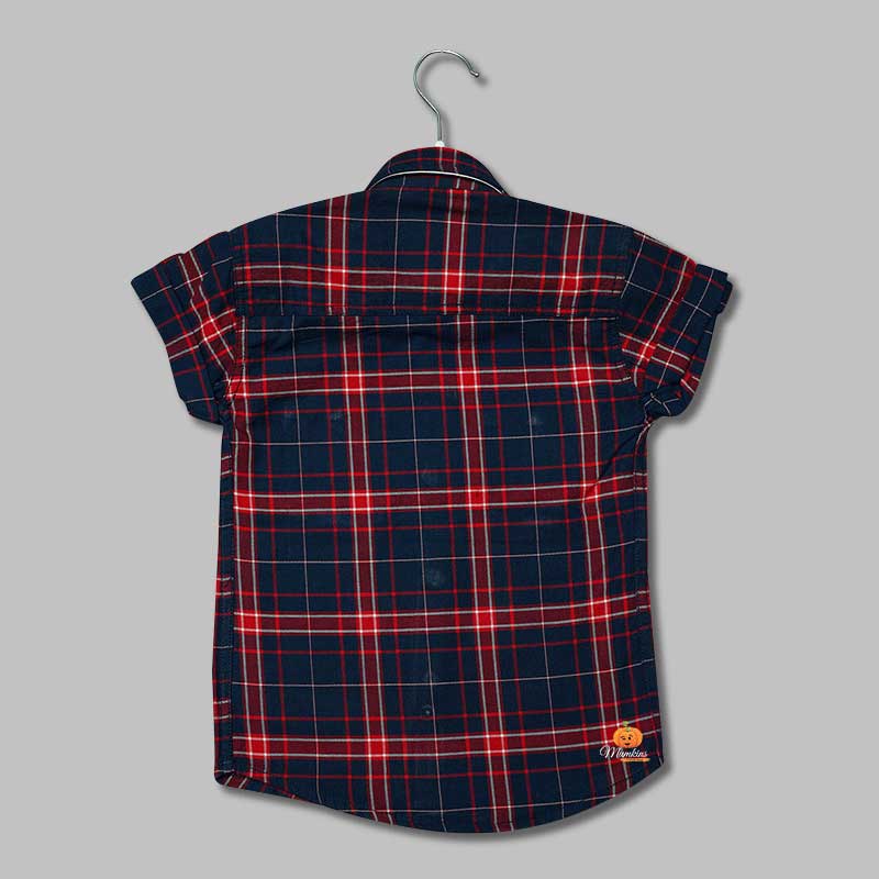 Red White Checked Shirt for Boys Back View