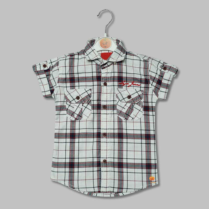 Red White Checked Shirt for Boys Variant Front View
