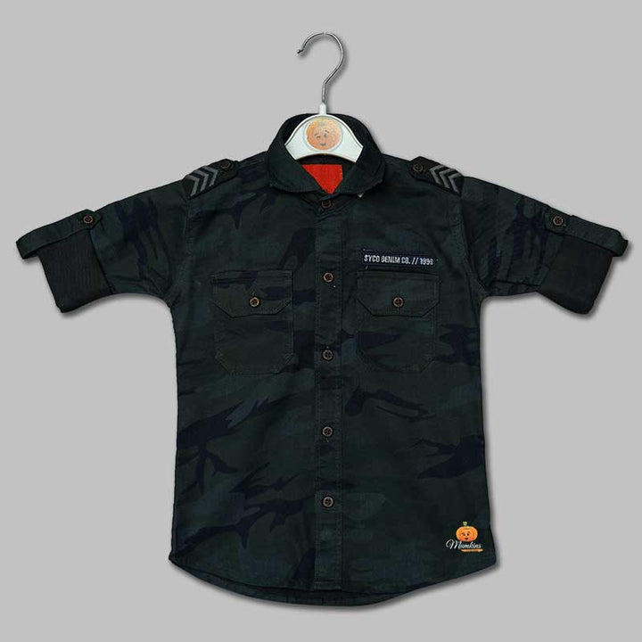 Green Solid Shirts for Boys Front View