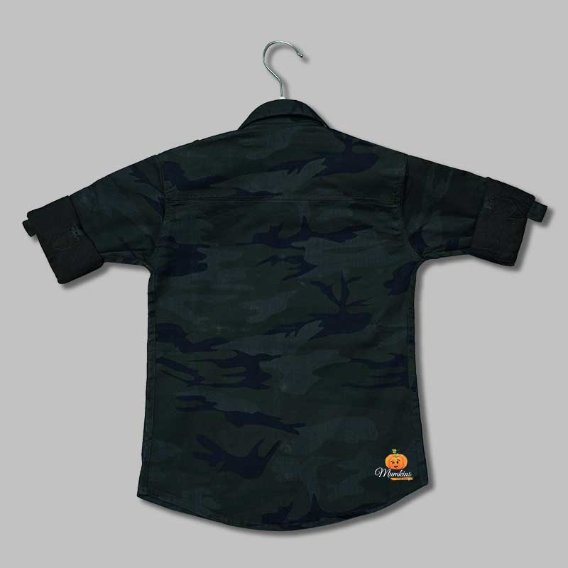 Green Solid Shirts for Boys Back View