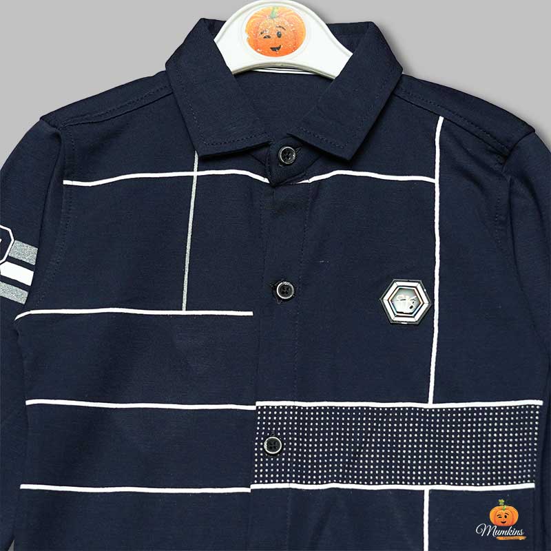 Solid Lining Pattern Shirts for Boys Close Up View