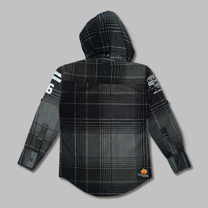 Solid Lining Shirts for Boys with Hoodie Pattern Back View