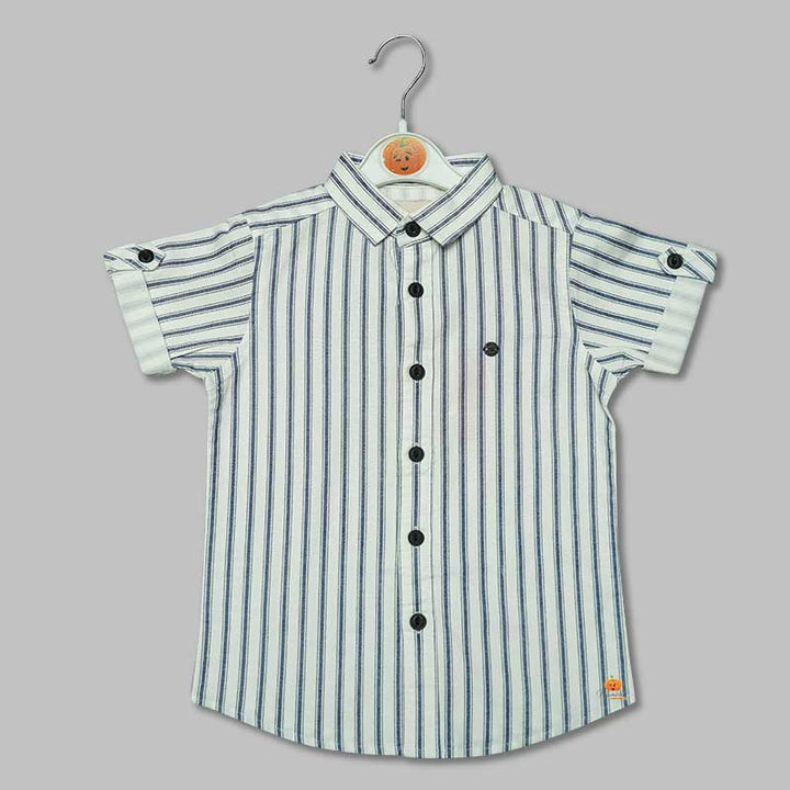 White Lining Pattern Shirts for Boys Front View