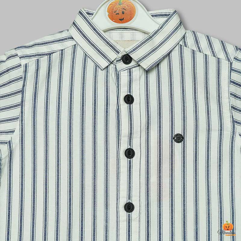 White Lining Pattern Shirts for Boys Close Up 
