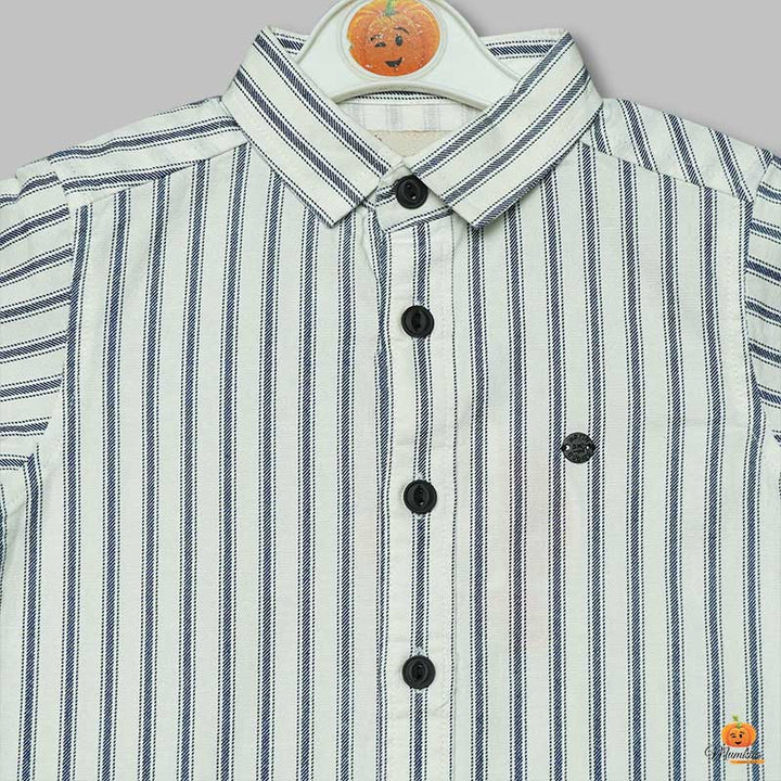 White Lining Pattern Shirts for Boys Close Up 