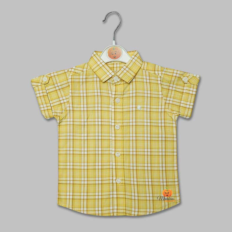 Checked Yellow Shirts for Boys Variant Front View