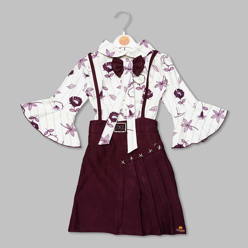 Western Wear For Girls And Kids With Flowery Pattern GS201390Wine