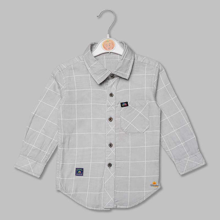 Grey Solid Checks Shirt for Boys Variant Back View