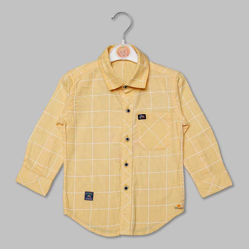 Yellow Solid Checks Shirt for Boys Variant Back View